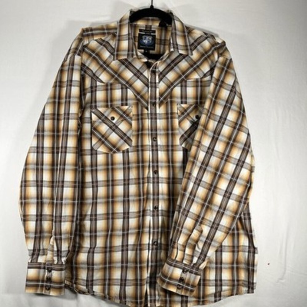 Resitol University Men’s Pearl Snap Western Long Sleeve Shirt XL 100% Cotton